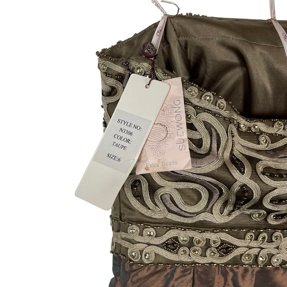 SUE WONG N3306 SOUTACHE BEADED STRAPLESS MINI COCKTAIL DRESS - Picture 11 of 12